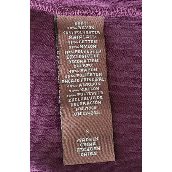 NWT Knox Rose Womens Boho Bell Sleeve Blouse Tunic Top Burgundy Red Lace Size S - Picture 7 of 10